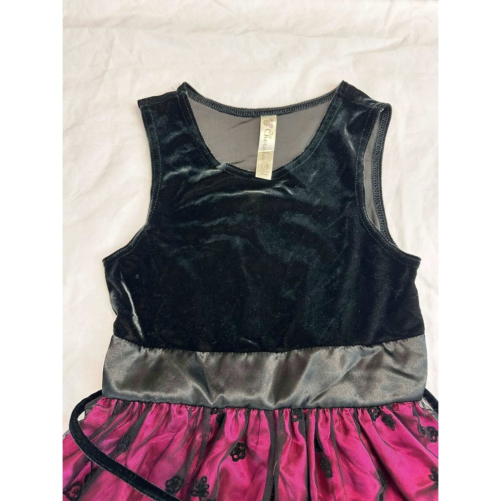 Cherokee Girls Velvet Lace Party Dress Pink Black Sleeveless Formal - Picture 3 of 9